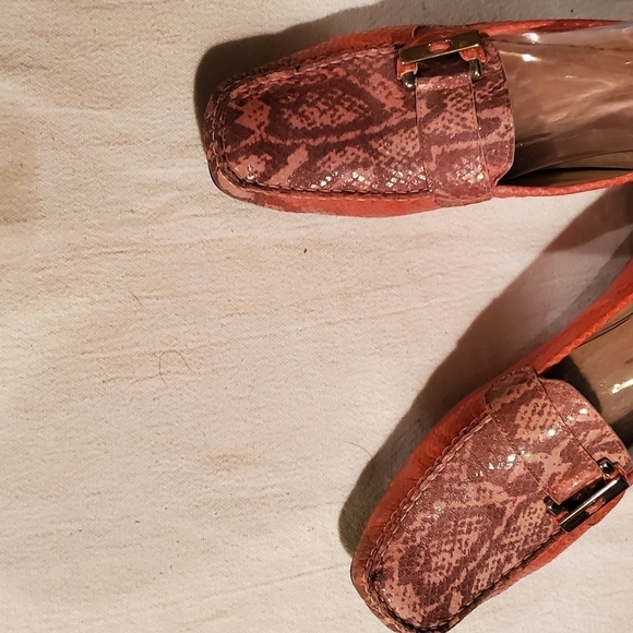 Stuart Weizmann Multicolor Python Embossed Leather Buckle Detail Sz 10 Loafers - Picture 3 of 11